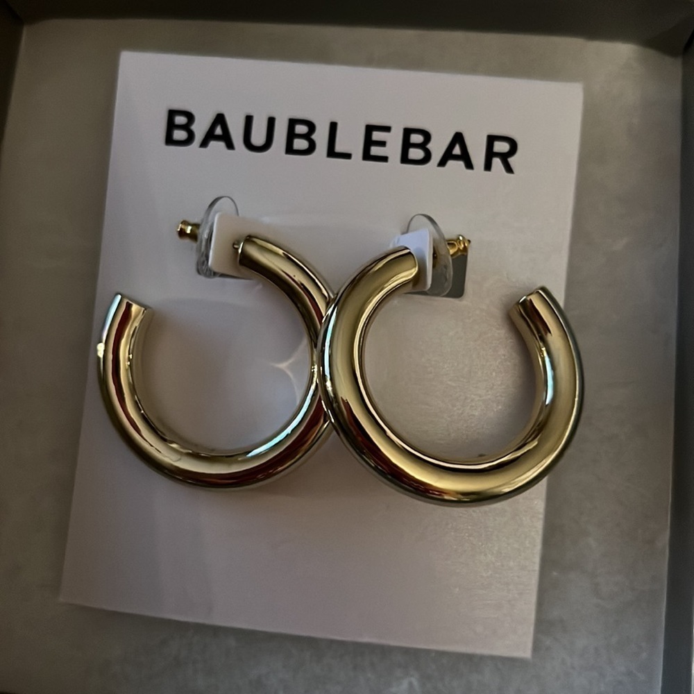 Nwt Gold hoops Dalilah Medium Tube Hoop Earrings